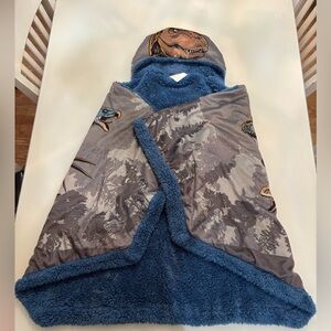 Kids Dinosaur Hooded Blanket Coat including with 4 dinosaur kits - Blue and Gray